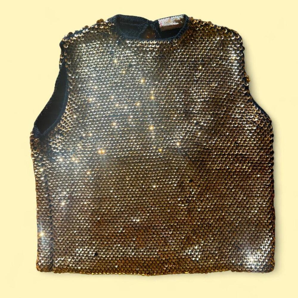 Vintage knitting world gold sequin